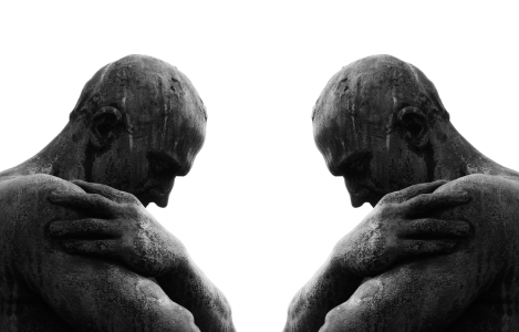 Kale man die zichzelf vasthoudt