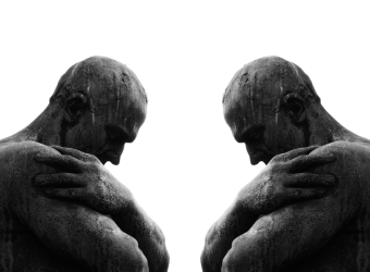 Kale man die zichzelf vasthoudt